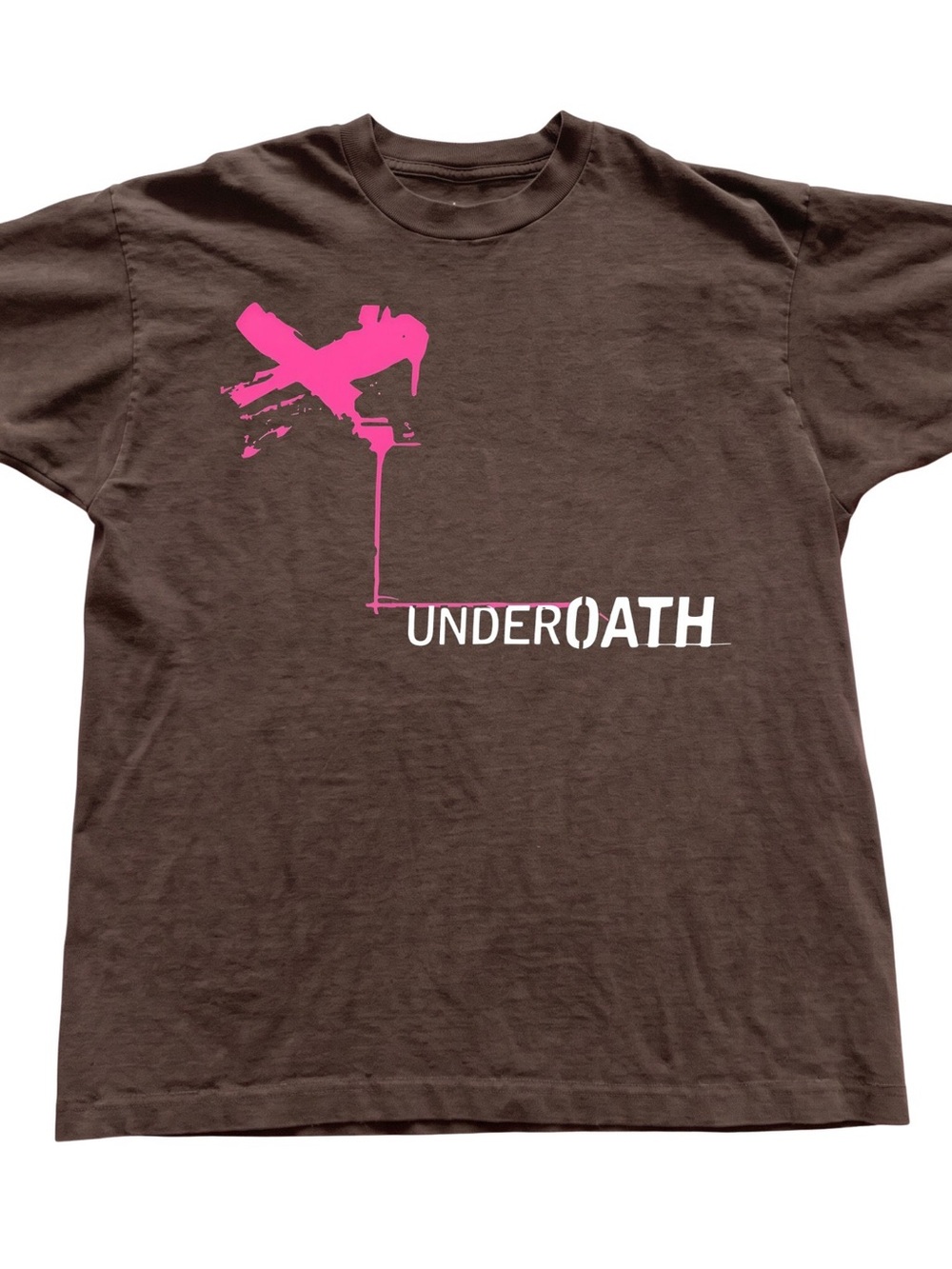 Brown Graphic Band T-Shirt with Pink Accent, Gift For Her, For Her